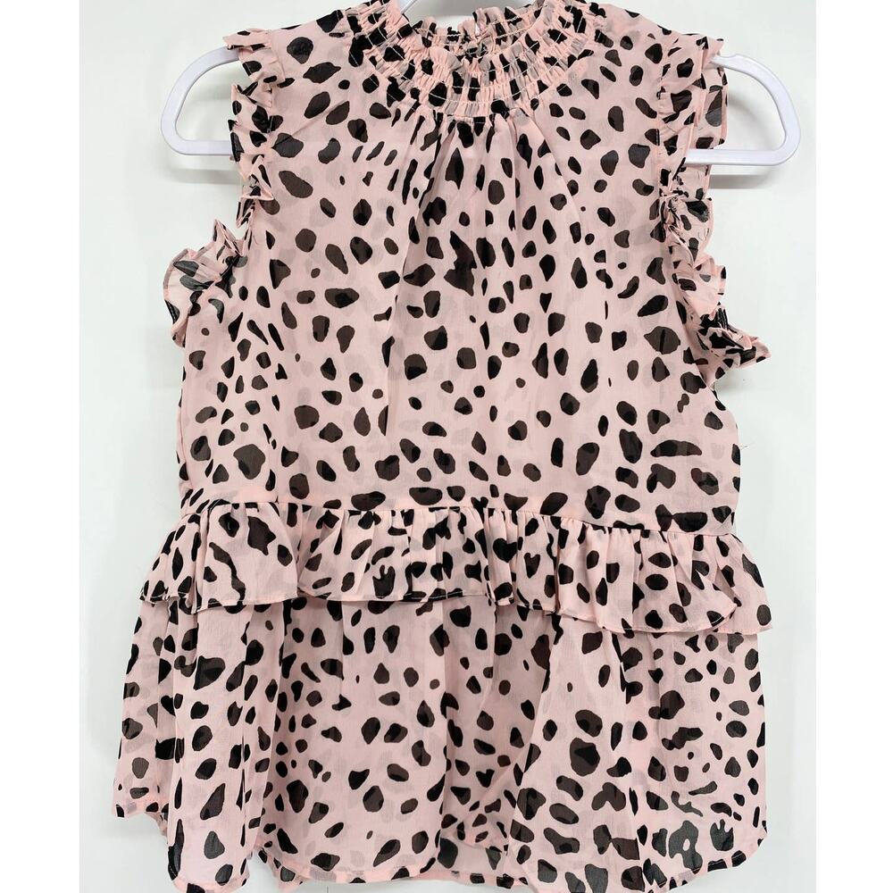 Live 4 Truth Womens Pink Animal Print Ruffle Blouse Shirt Top NEW Medium
